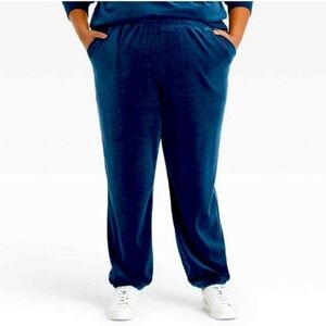 AVA & VIV navy blue velour joggers 3X, NWT